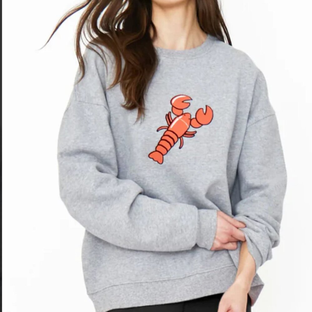 KULE Oversized Lobster Sweatshirt - Heather Grey